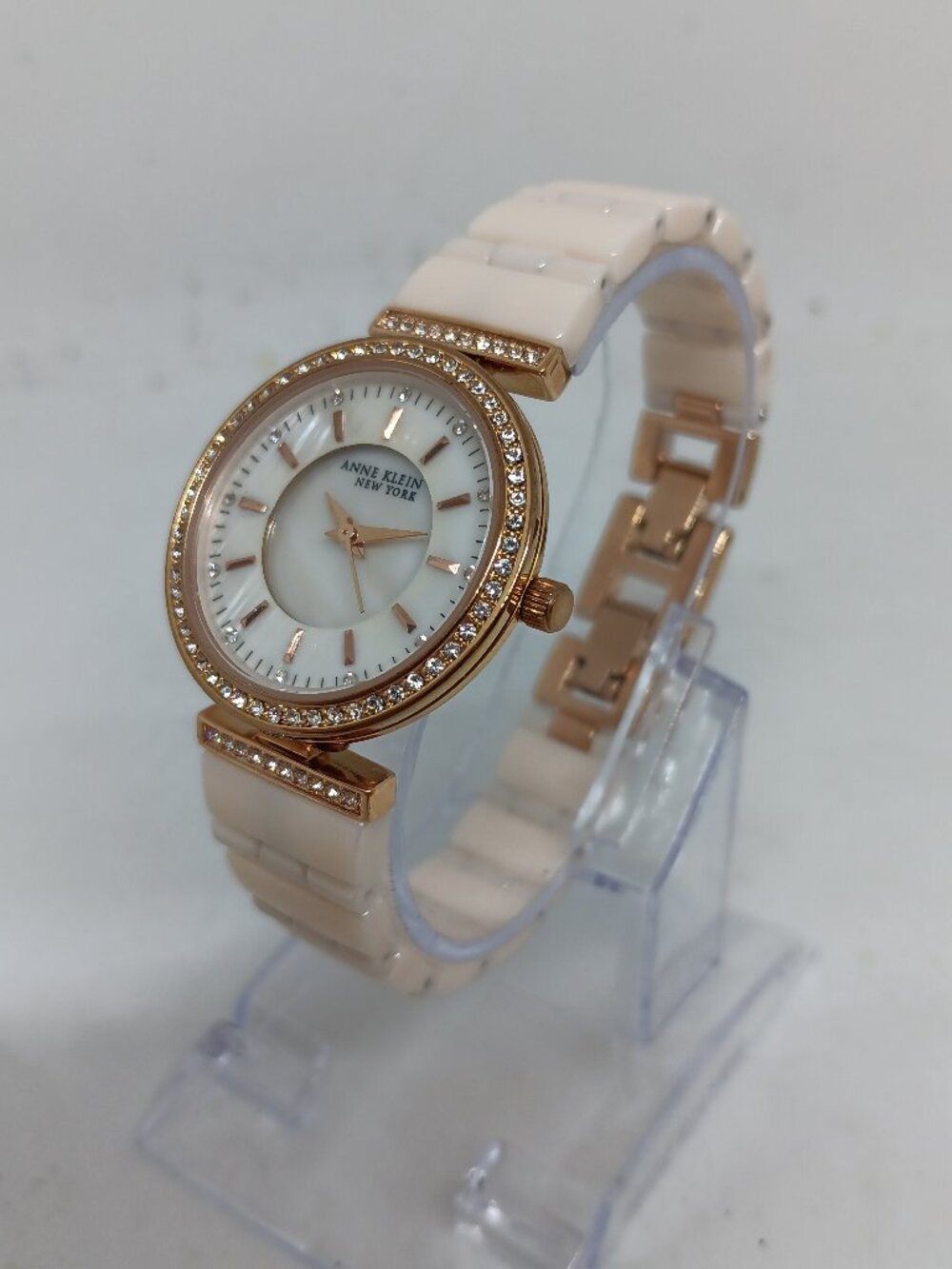 Anne Klein 12/2274RGST Women's 30mm Rose Tone + Ceramic Watch NEW BATT